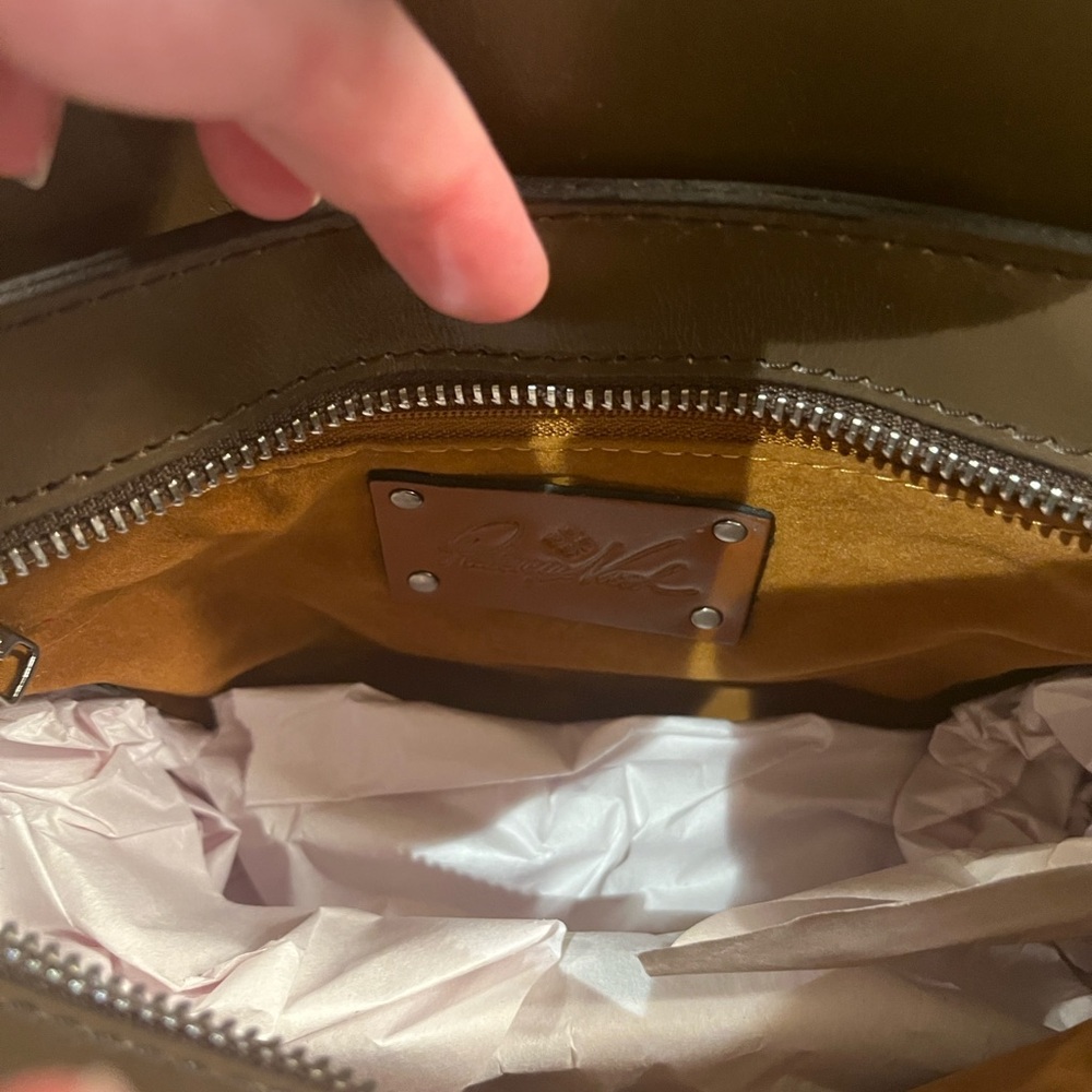 Patricia Nash Rienzo Rose Tooled Satchel Mushroom color - Picture 10 of 16